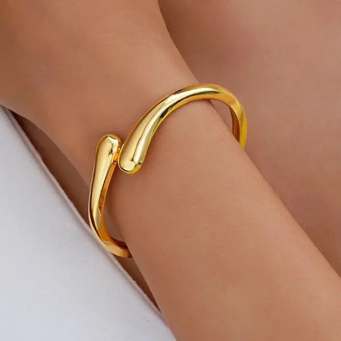 Bracelet Simple en forme de larme pour femmes, créatif, couleur or argent, manchette réglable, ouver