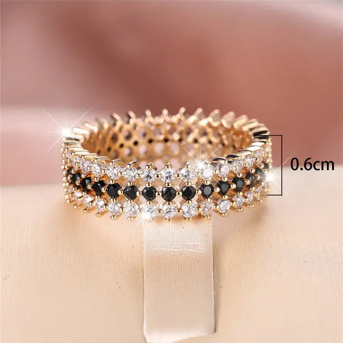 Bague de luxe en pierre de Zircon ronde pour femmes