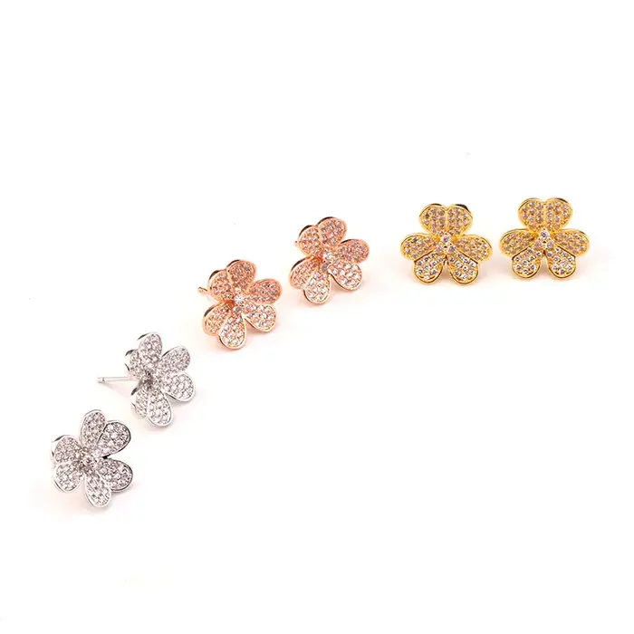Mode luxe mignon géométrie cubique Ziron classique breloques collier fiançailles mariée boucle d'oreille ewelry cuivre dame cadeau