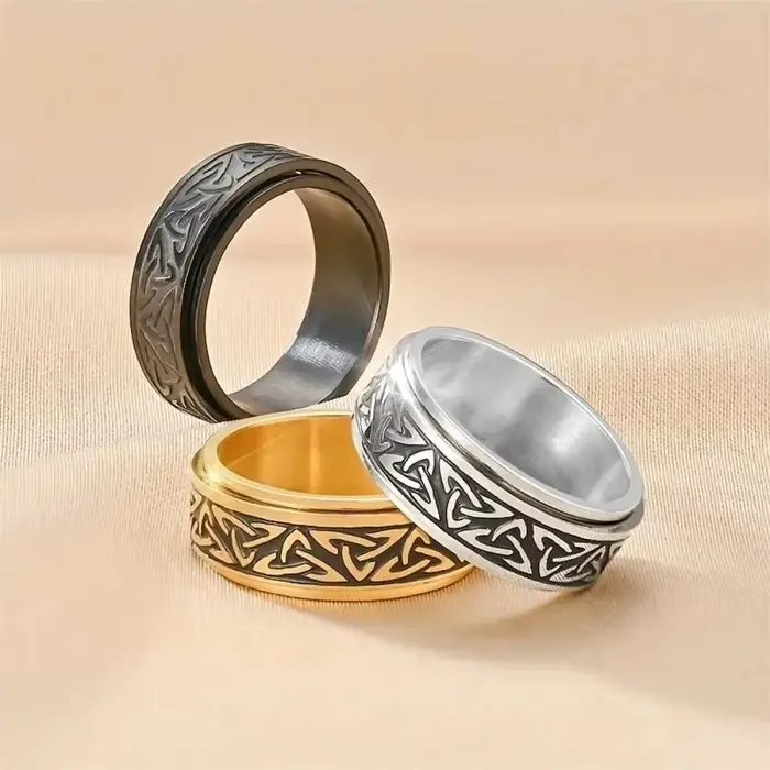 Bague Viking à Nœud Celtique et Runes pour Hommes
