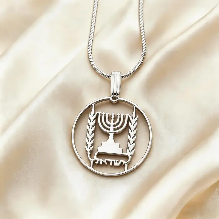 Collier en acier inoxydable pour femmes et hommes, Menorah juive, chandelier, Hanouka, Jérusalem, To