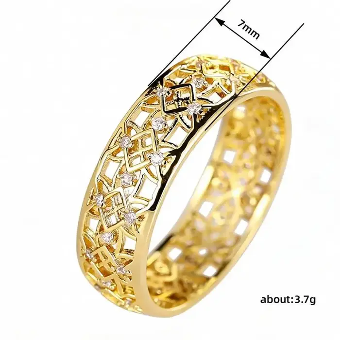 Bague de cocktail Huitan en or rose ajourée pour femmes, bijou de luxe pour mariages et soirées élégantes