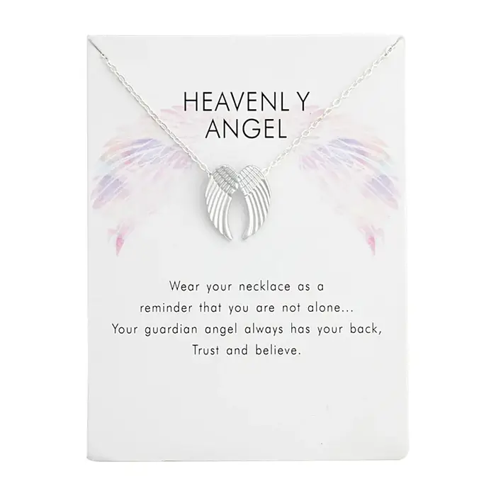 Colliers avec pendentif ailes d'ange céleste en alliage couleur argent et or pour femmes et filles