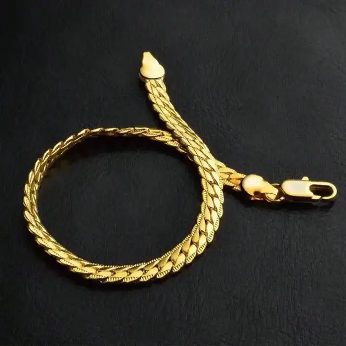 Bracelet en argent sterling 925 avec chaîne latérale en or 18 carats
