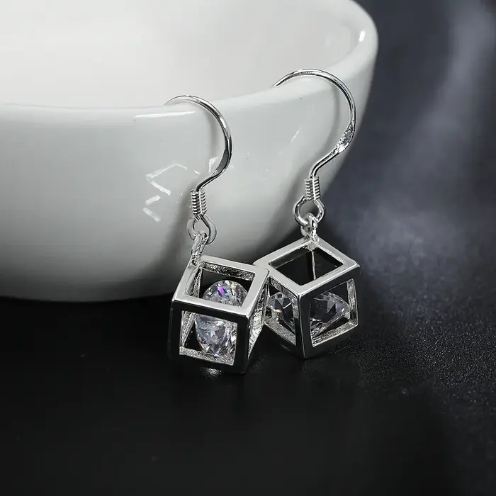 Boucles d'oreilles en argent Sterling 925 cristal romantique pour femmes occasions spéciales mariage saint valentin