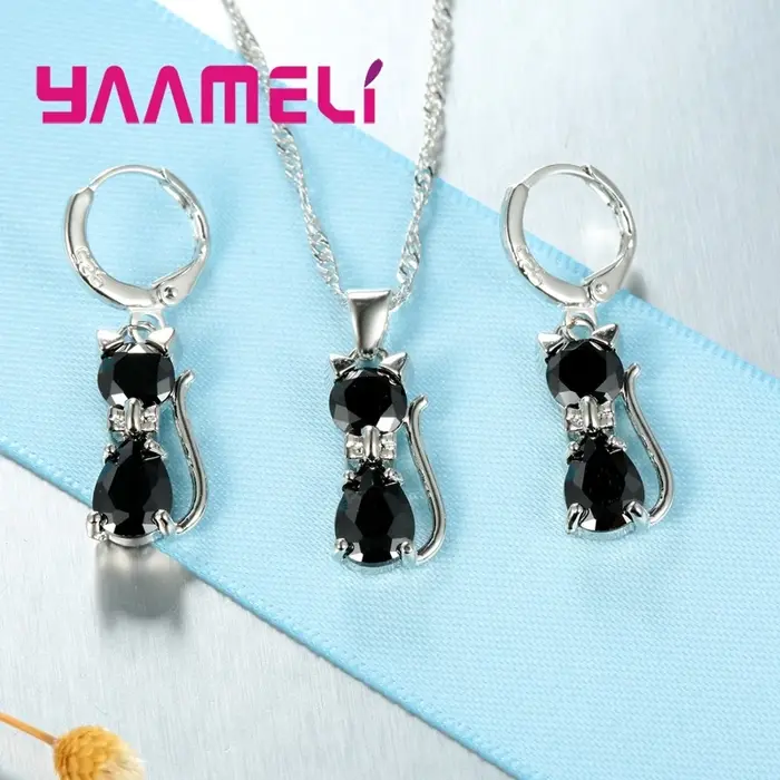 Ensemble de bijoux en argent sterling 925 serti de zirconium blanc mignon romantique pour femmes occasions spéciales mariage fiançailles anniversaire soirée