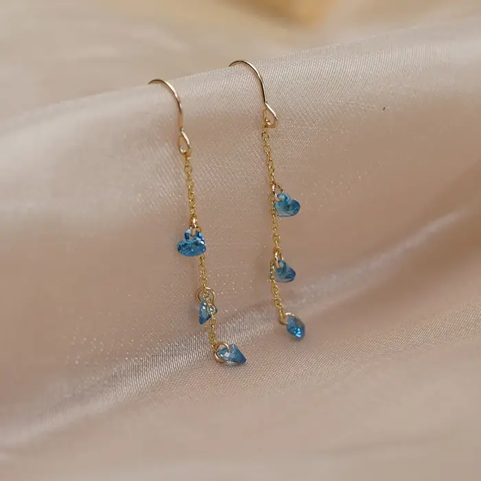 Boucles d'oreilles pendantes en argent 925 plaqué or 14K