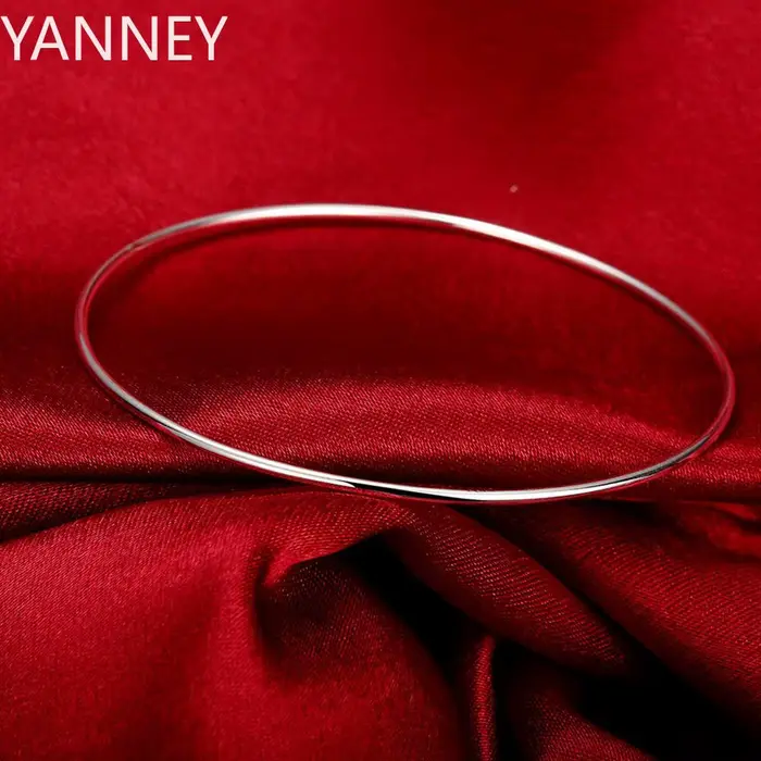 Femmes 925 en argent Sterling fine Simple cercle bracelet bracelet mode fête marques populaires bijo