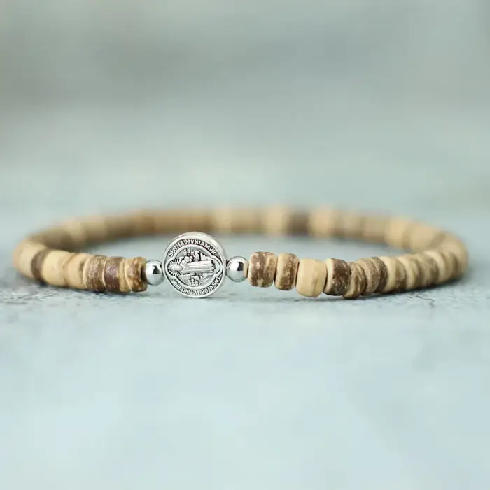 Noter nouveau 4mm Bracelet de perles pour hommes minimaliste croix Braslet naturel yeux de tigre bois