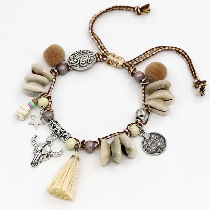 Bracelets de cheville coquillage pour femmes, bijoux de pied Boho, sandales de plage, pieds nus, lan