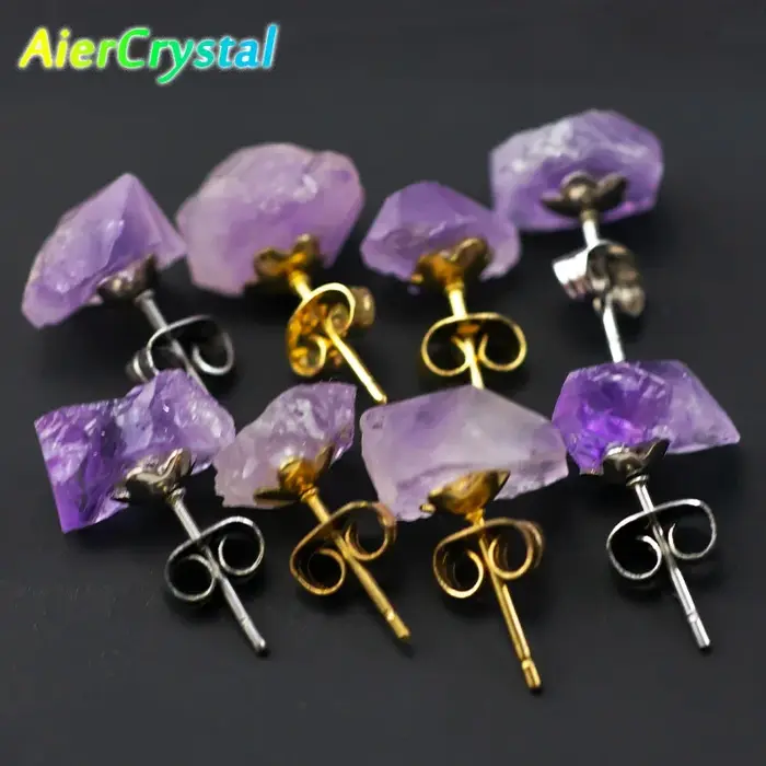 Boucles d'oreilles en pierre naturelle améthyste pour femmes