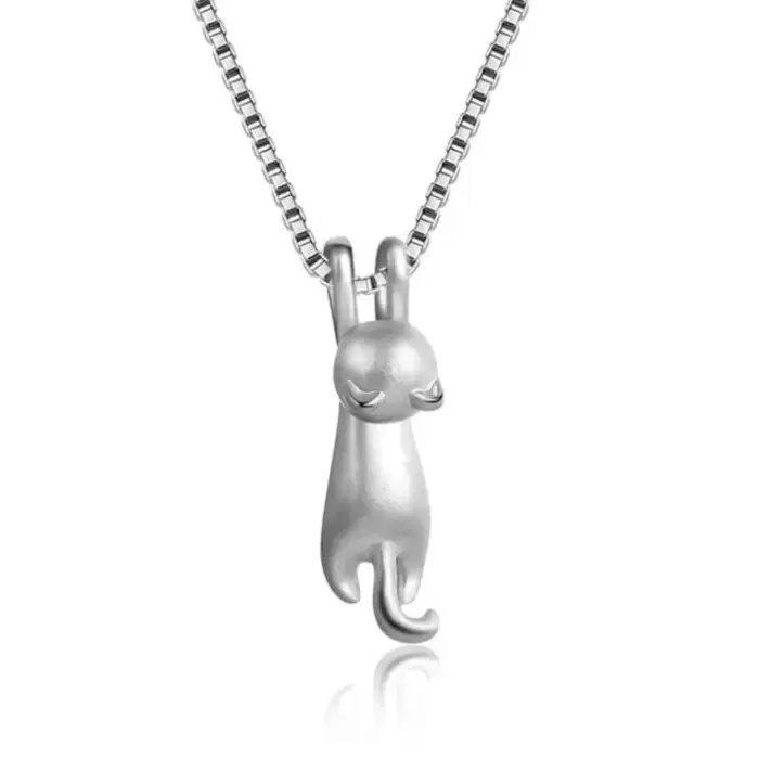 Populaire 925 bijoux en argent Sterling mode Simple Animal mignon Kitty clavicule chaîne pendentif chat colliers XL003