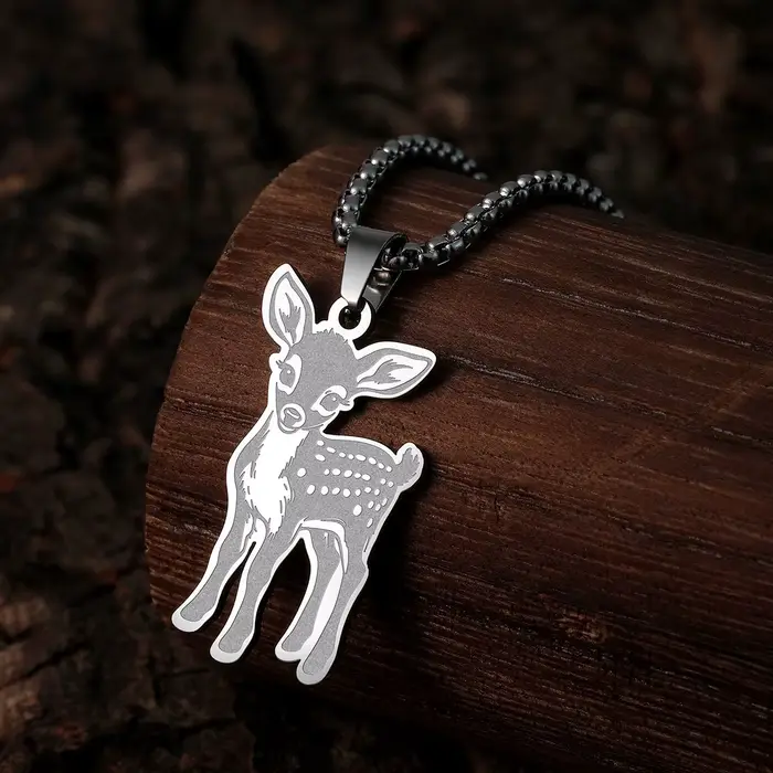 Kinitial Sika cerf pendentif collier pour femmes hommes mignon Animal cou chaîne en acier inoxydable bijoux cadeau