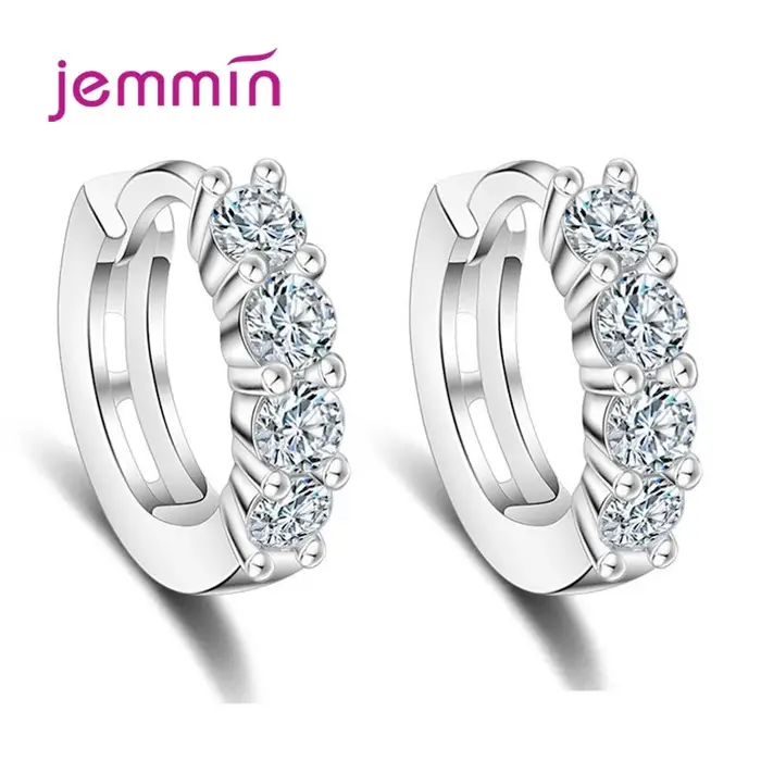 Boucles d'oreilles en argent sterling 925 avec cristaux minuscules