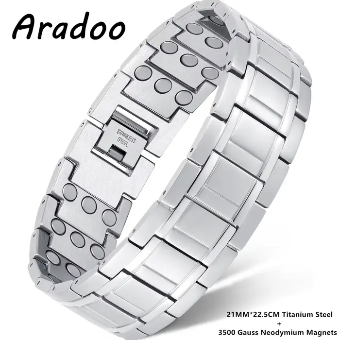 ARADOO Bracelets magnétiques pour hommes avec 3 aimants ultra puissants en néodyme bracelet en acier