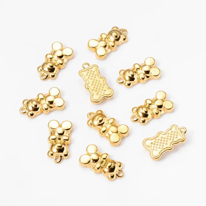 Breloque ours mignon en or 18 carats en acier inoxydable, pendentif animal, accessoire de bijoux pour femme, occasions spéciales, cadeaux, anniversaires, fiançailles