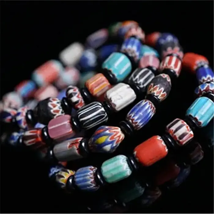 Bracelets en verre perlé de fleurs népalaises extensibles pour filles BB-200
