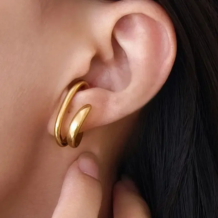 Boucles d'oreilles rétro sans perçage pour femmes classiques en forme de C or plaqué argent mode fille usage quotidien bijoux cadeaux