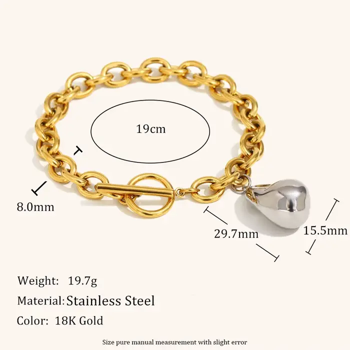 La. Muses – pendentif Baroque solide de couleur mixte, Bracelet en acier inoxydable pour femmes, col