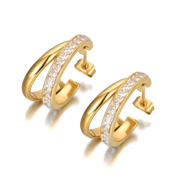 JeeMango – boucles d'oreilles carrées tendance en cristal et zircone pour femmes, en acier inoxydabl