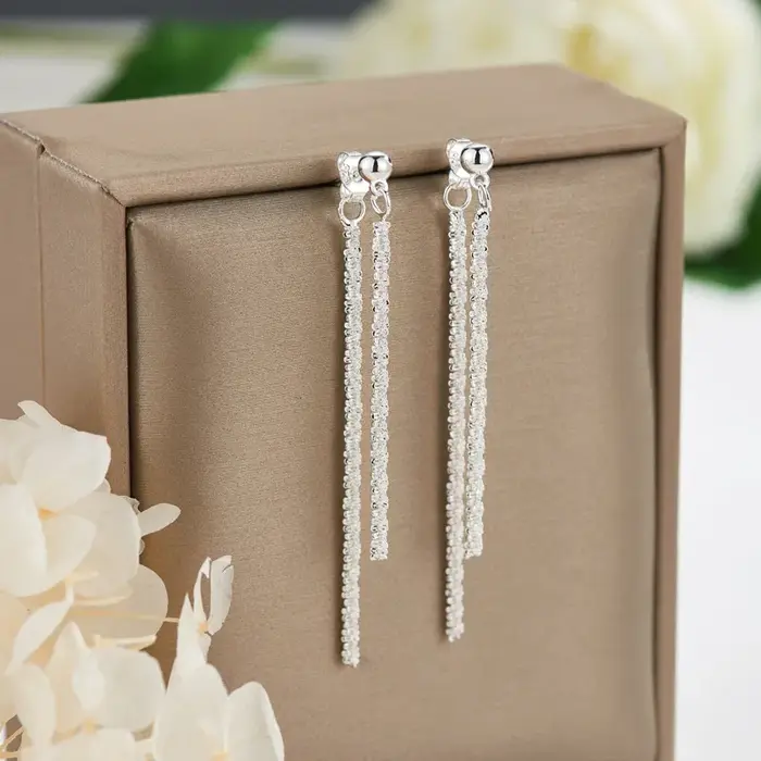 Boucles d'oreilles en argent regardé 925 pour femmes, accessoires de bijoux de mariage, mode simple,