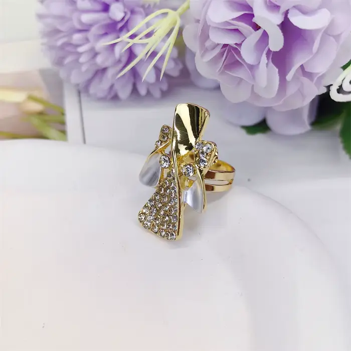 Ensemble de bijoux italien bicolore en or plaqué pour femmes, collier/boucles d'oreilles/bague/bracelet, mariage et fiançailles