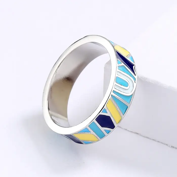 Bague Classique Simple en Émail pour Femme