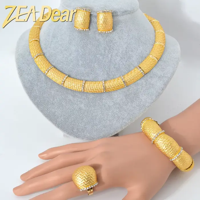 Ensemble de bijoux ZEA Dear plaqués argent ou rhodium pour mariage avec bague, boucles d'oreilles, bracelet et collier élégant pour femme