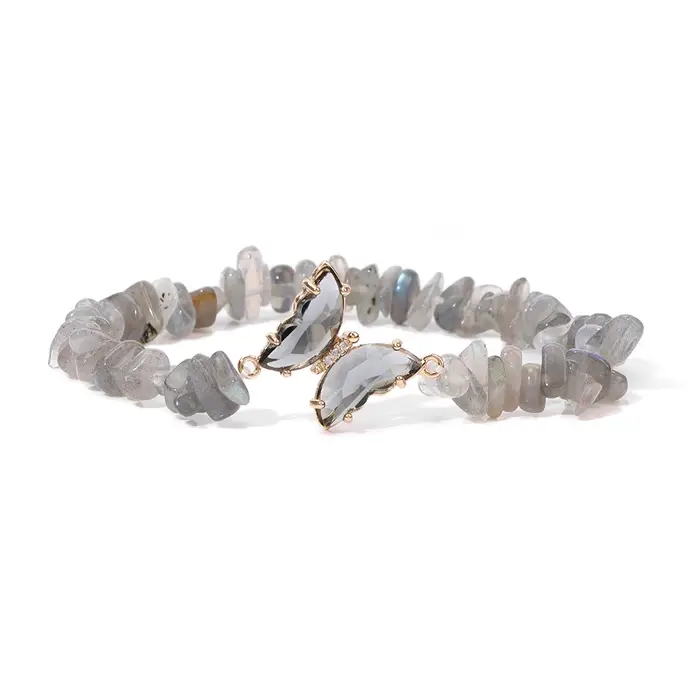 Bracelet papillon en pierre naturelle et cristal