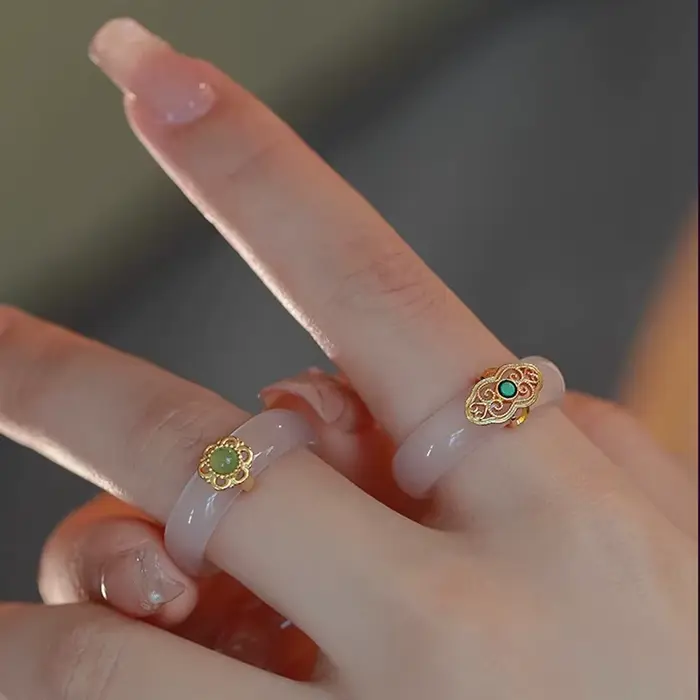 Bague en argent Sterling S925 avec calcédoine pour femmes, style vendange, idéale pour anniversaire et autres occasions spéciales