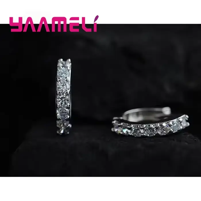 Boucles d'oreilles créoles en cristal biscuits plaqué argent regardé 925 pour femmes