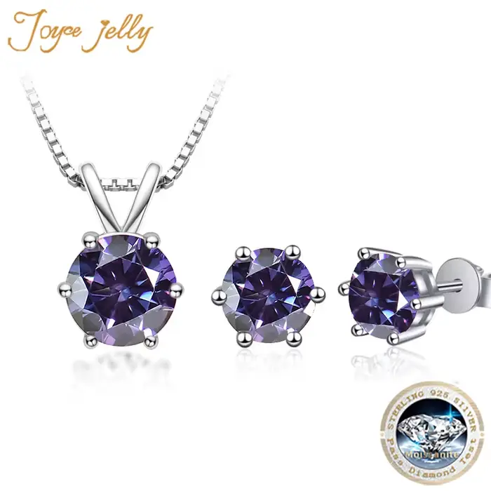 Ensemble de bijoux en argent sterling 925 avec moissanite pour femmes, colliers et boucles d'oreilles pour les occasions spéciales