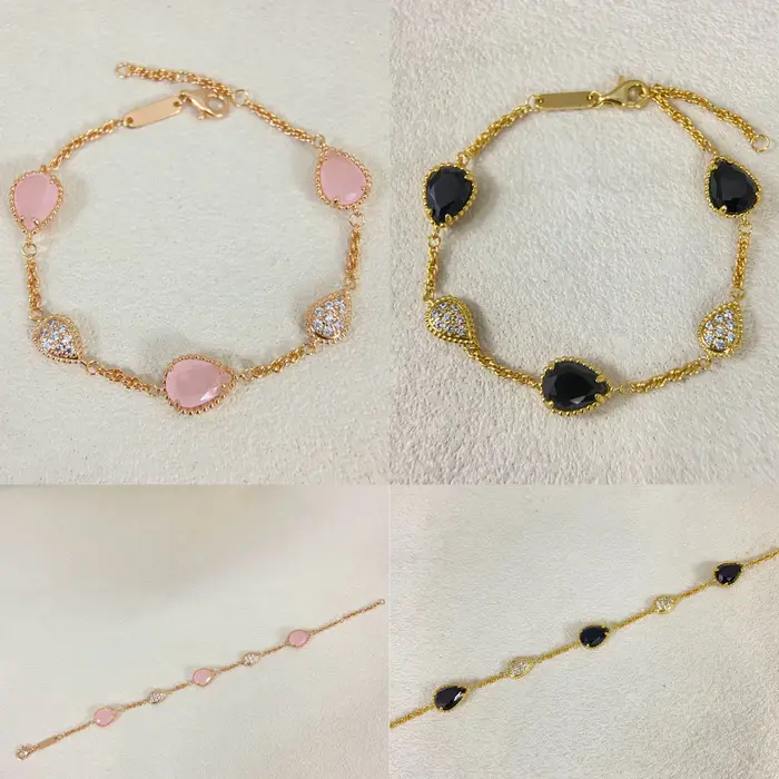 Parure de bijoux Goutte d'eau en Argent 925 plaqué Or/Or Rose pour Femme : Collier