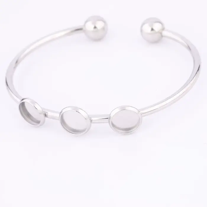 5 pièces en acier inoxydable 55mm manchette Bracelet Base vierges bricolage pliable plaqué or 8mm Ca