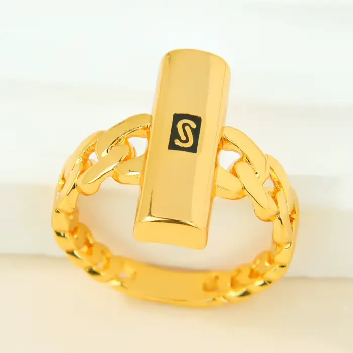 Bagues de luxe en zircone Monaco plaquées or 21 carats, de style italien irrégulier, tendance hip-ho