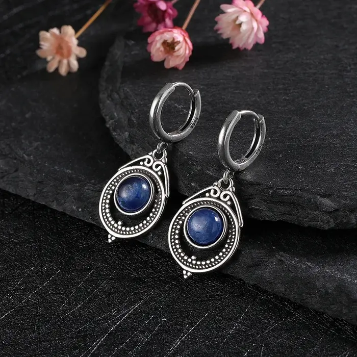 Boucles d'oreilles en argent Kyanite naturelle pour femmes
