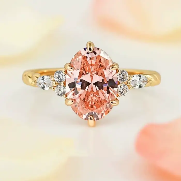 Bague rétro Parraca rose et orange - Bague de mariage en corde torsadée en spirale - Mignonne pour l