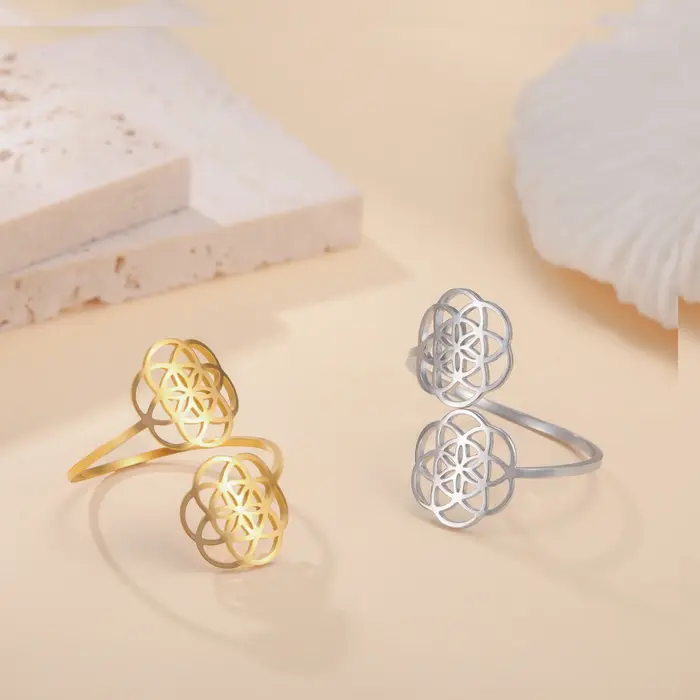 Skyrim – bagues réglables fleur de vie pour femmes