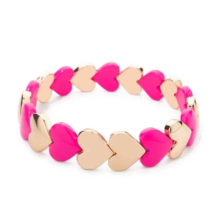 Bracelet en forme de cœur JOLDHAF avec réglage élastique, or plaqué, perles colorées, pour femmes, bijou unique, design moderne, occassions spéciales