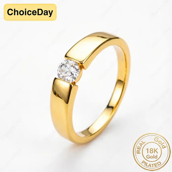 Bague en Zirconium à une seule griffe plaquée or 18 carats, luxueuse et raffinée, accessoire élégant