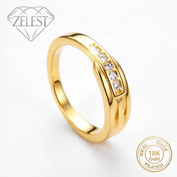 Bague en argent 925 plaqué or 18 carats avec zircone ronde exquise, accessoires de mode pour femmes,
