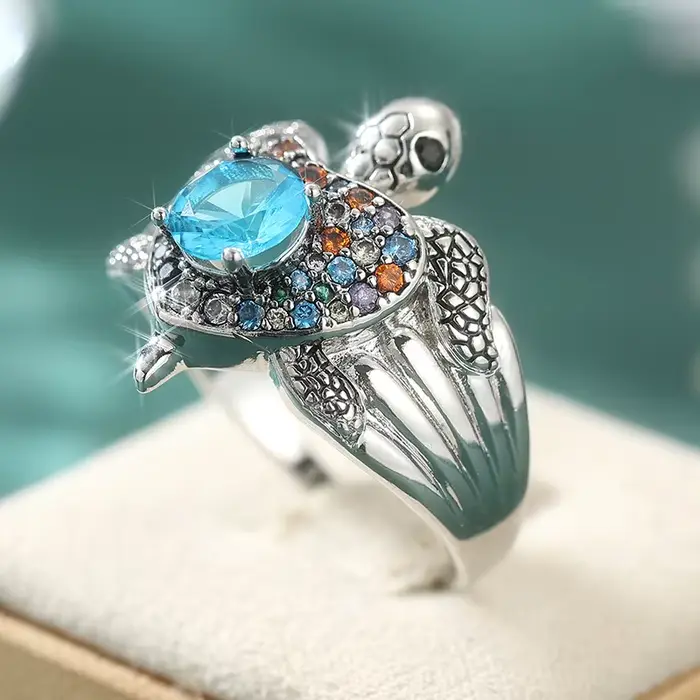 Bague vintage personnalisée en zircone synthétique colorée