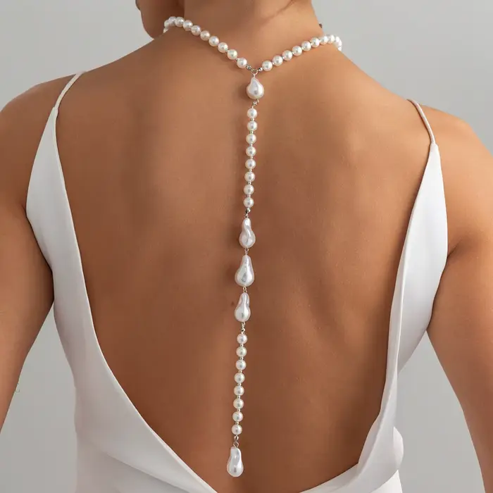 Chaîne de corps de style français luxueuse pour femme, élégante et simple, longue chaîne dorsale, ac