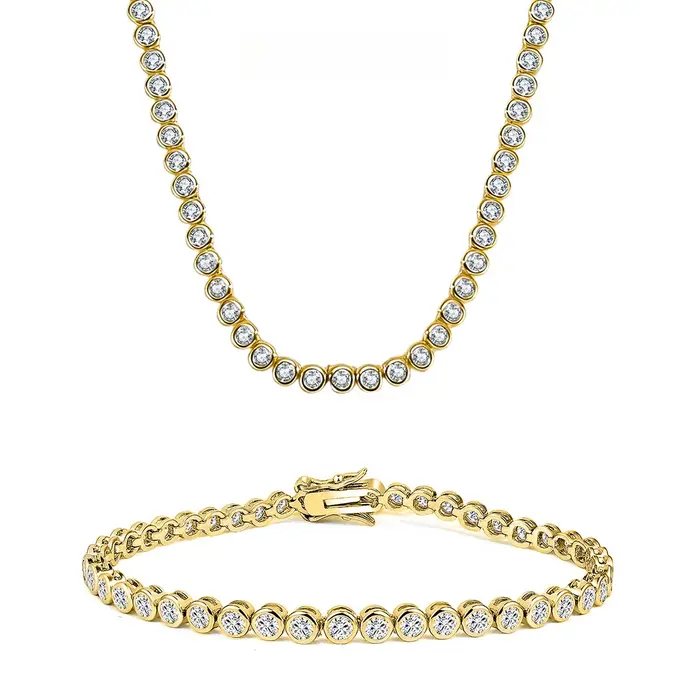 Collier tendance en or 14 carats avec diamants de laboratoire de 3 mm, colliers de fête et de mariag