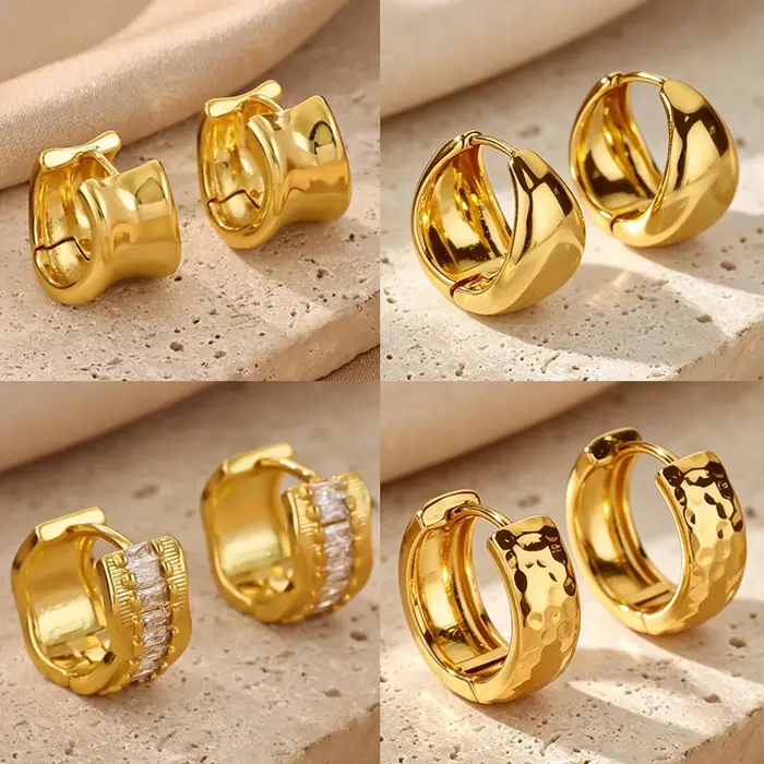 Boucles d'oreilles Huggie vintage françaises pour femmes
