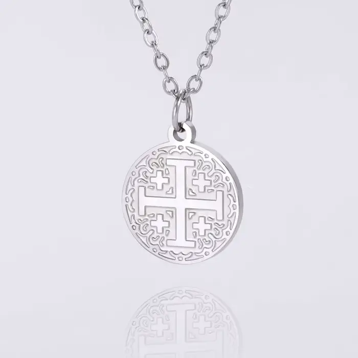 VASSAGO religieux jérusalem croix collier à breloques pour femmes en acier inoxydable amulette chrét