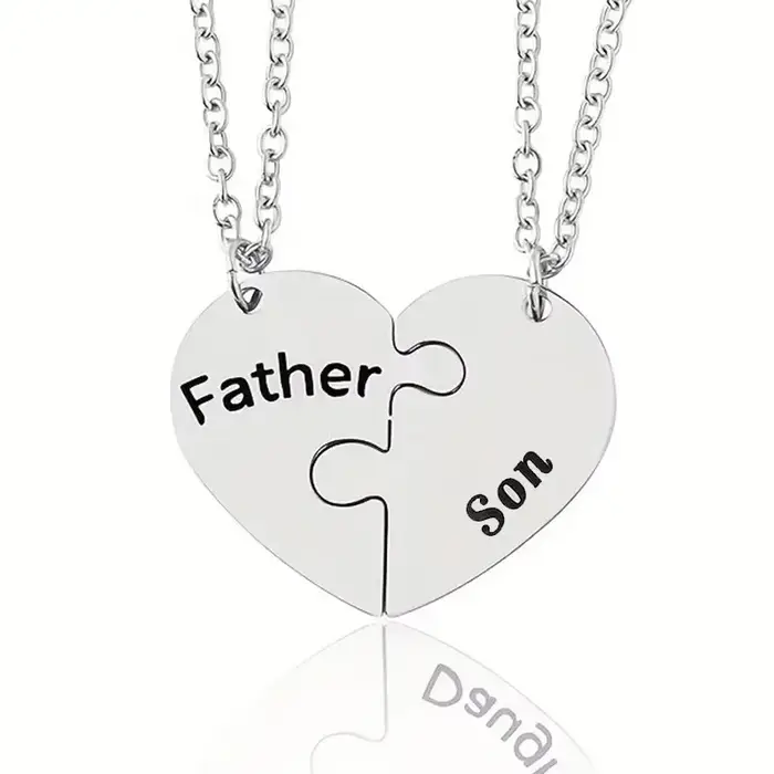 Collier père fille mère fils en acier inoxydable