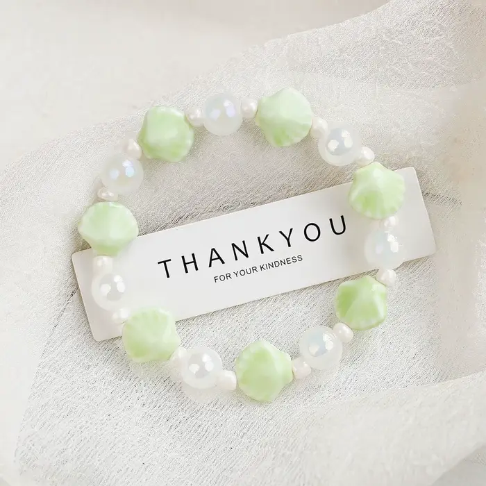 Bracelet en céramique en forme de coquille d'océan pour femmes et hommes, bijoux colorés, cadeau pour ami
