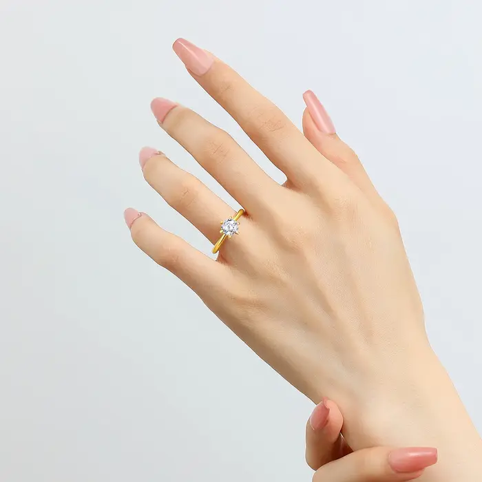 Bagues Moissanite en or véritable 18K pour femmes