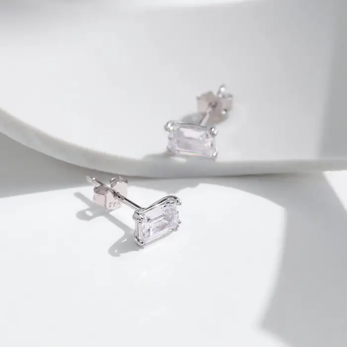 MODIAN 925 boucles d'oreilles en argent Sterling Simple taille émeraude CZ boucles d'oreilles hypoal